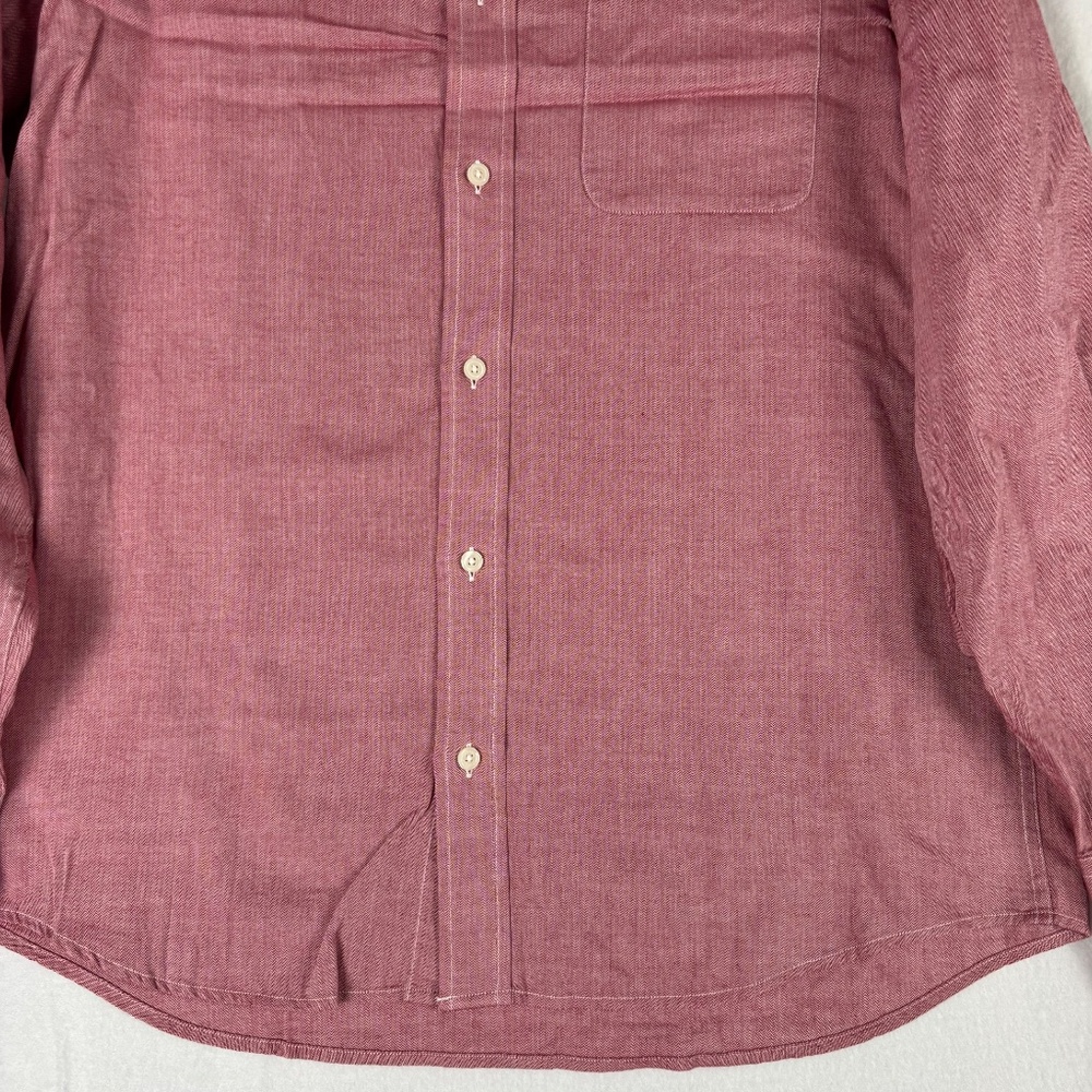 Banana Republic‎ Relaxed Fit Men's Size L Red Button Down Shirt Long Sleeve - Picture 5 of 12